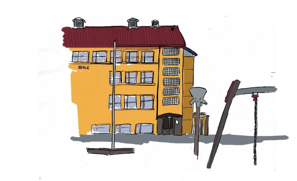 16 Illustrasjon: Espen Birkedal Kvalaberg har en rik industrihistorie, hvor fabrikker og små-industri har vært drevet i sameksistens med handel, transport og boligområder.
