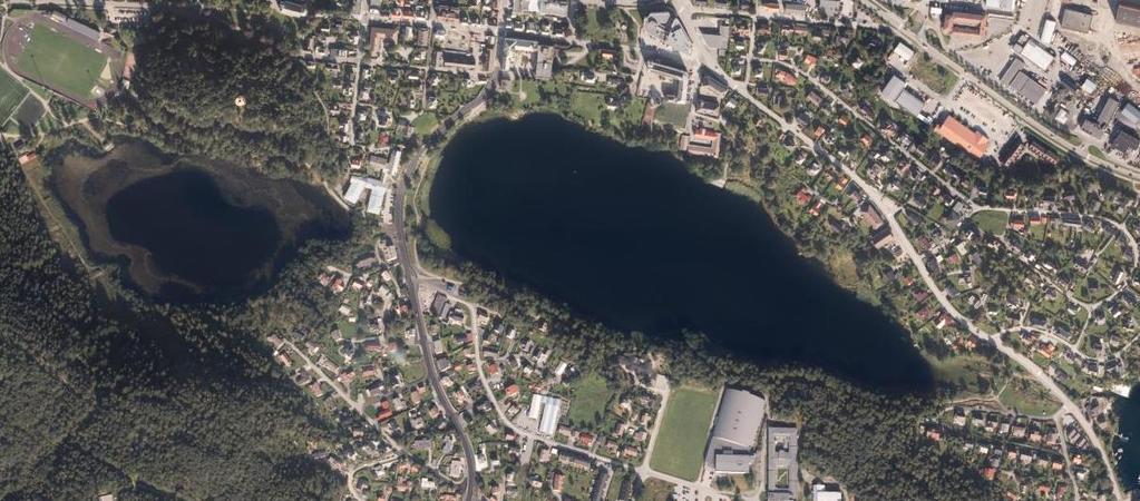 Flyfoto av Storevatnet og Litlevatnet