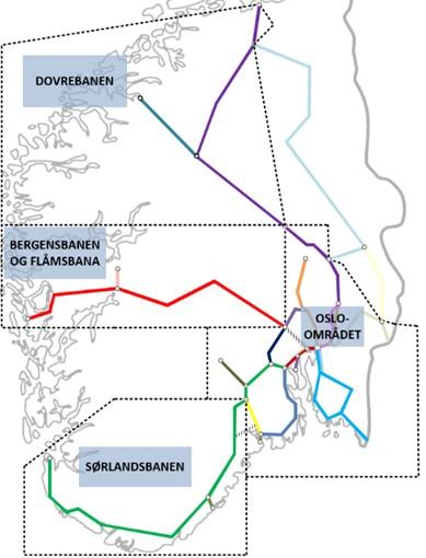 Utredningsområder Energi Ofotbanen (2018) Dovrebanen (2012) Bergensbanen (2012)