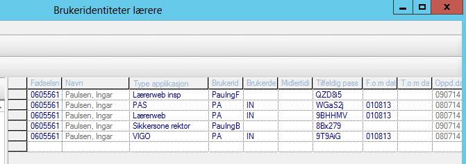 Brukeridentiteter lærere for å gi de ansatte muligheter til å logge seg på webmodulene til Oppad Brukernavn og passordrader: Rad med OPPAD for pålogging lærerweb (hvis ikke FEIDEpålogging) Rad med