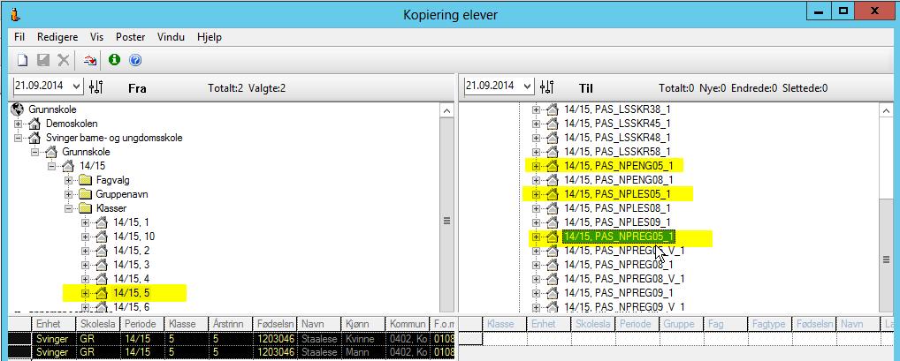 Samhandling med PAS trinn 2 Kopiere elevene inn i gruppene Lage flere grupper ved å kopiere gruppenavnet som kom fra PAS