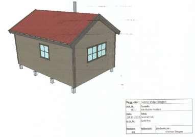 planlagt med eit areal på 24 m 2 (4 x 6 meter). Hytta er tenkt nytta vår og sommar i samband med vedlikehald av stien, og under jakta om hausten.