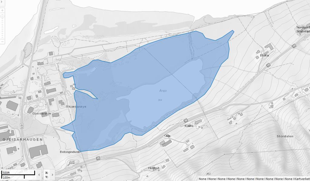 3,5 km 2 og vannstanden ligger normalt på ca. kote 363,35. Vannstanden i Otta (P17) ved utløp Årsjo ligger på kote 365,84 ved en 200-års flom.