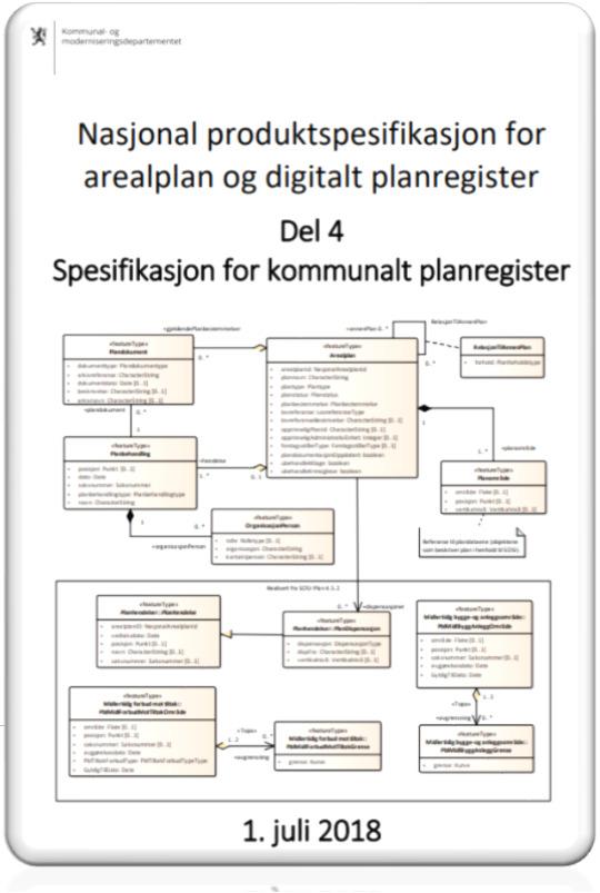 Nasjonal produktspesifikasjon Planregister skal oppfylle kravene i Nasjonal produktspesifikasjon for arealplan og digitalt planregister (NPAD) Del 1. Spesifikasjon for plankart (pdf) (Word) (1.7.