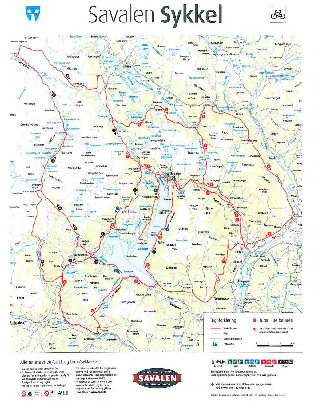 Sammen med søknaden er det lagt ved bl.a. et kart over sykkelruter i områdene rundt Savalen. Se neste side.