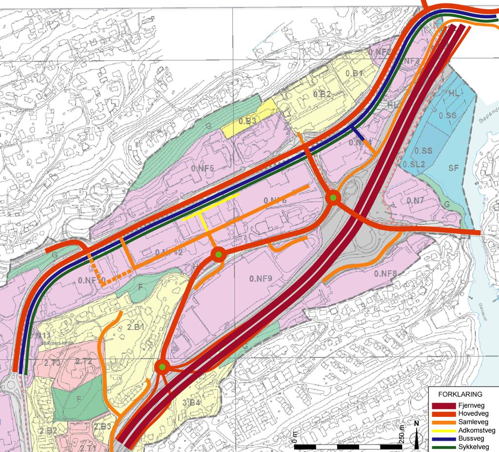 Billingstadsletta/Slependen Ny E18 med lokalt vegnett Side 7 Trafikkprognose for alternativ 2 F med lokalt vegnett alternativ 3 : ÅDT 3 900 langs Billingstadsletta ÅDT 18 000 i Nesbruveien vest for