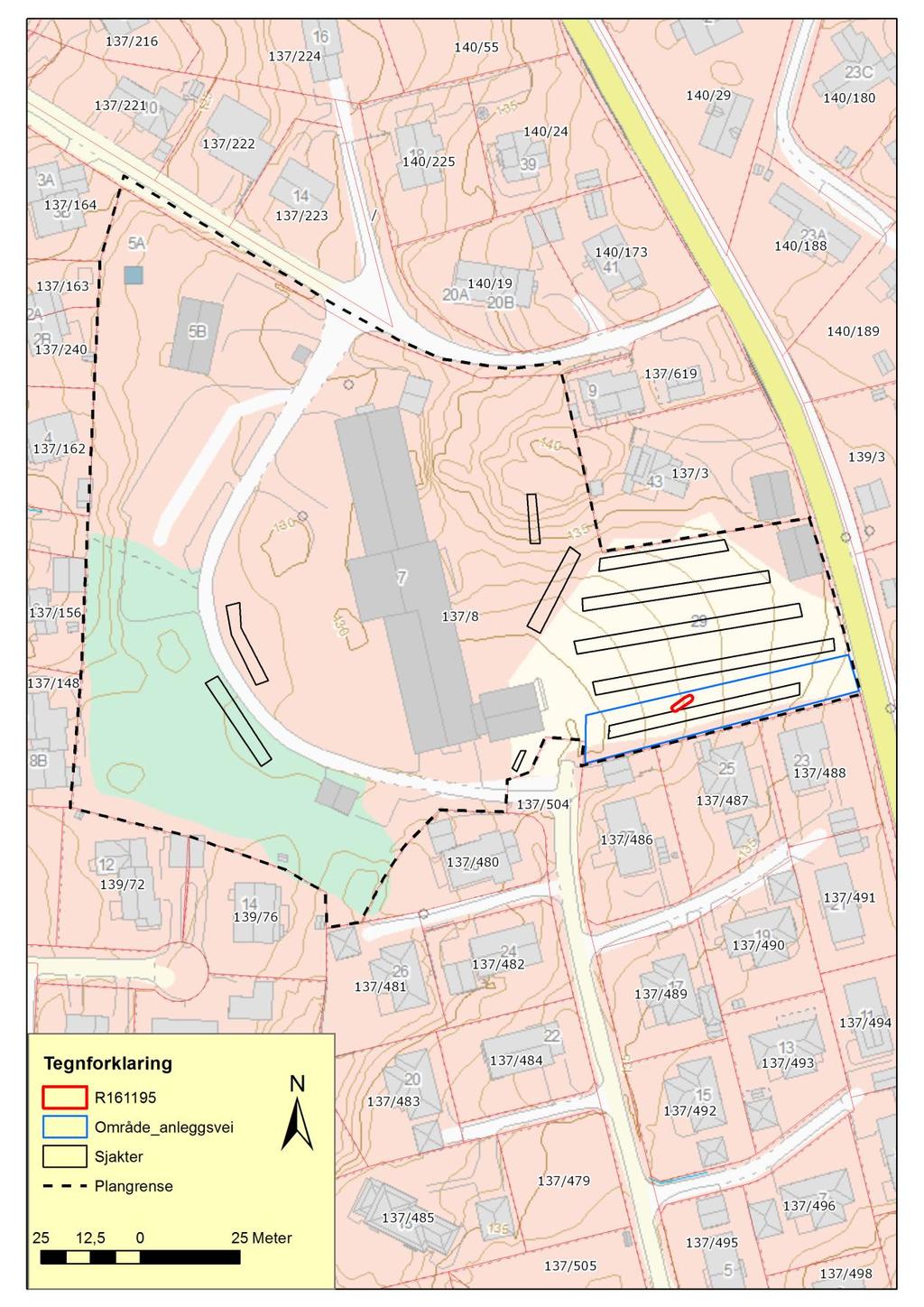 Kart 1: Oversiktskart over planområdet og sjakter