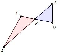 57) Dersom v flytter punktet A, kan de to trekantene på figuren bli formlike. Hvilket krav må vi stille til linjestykkene AC og DE for at de to trekantene skal være formlike?