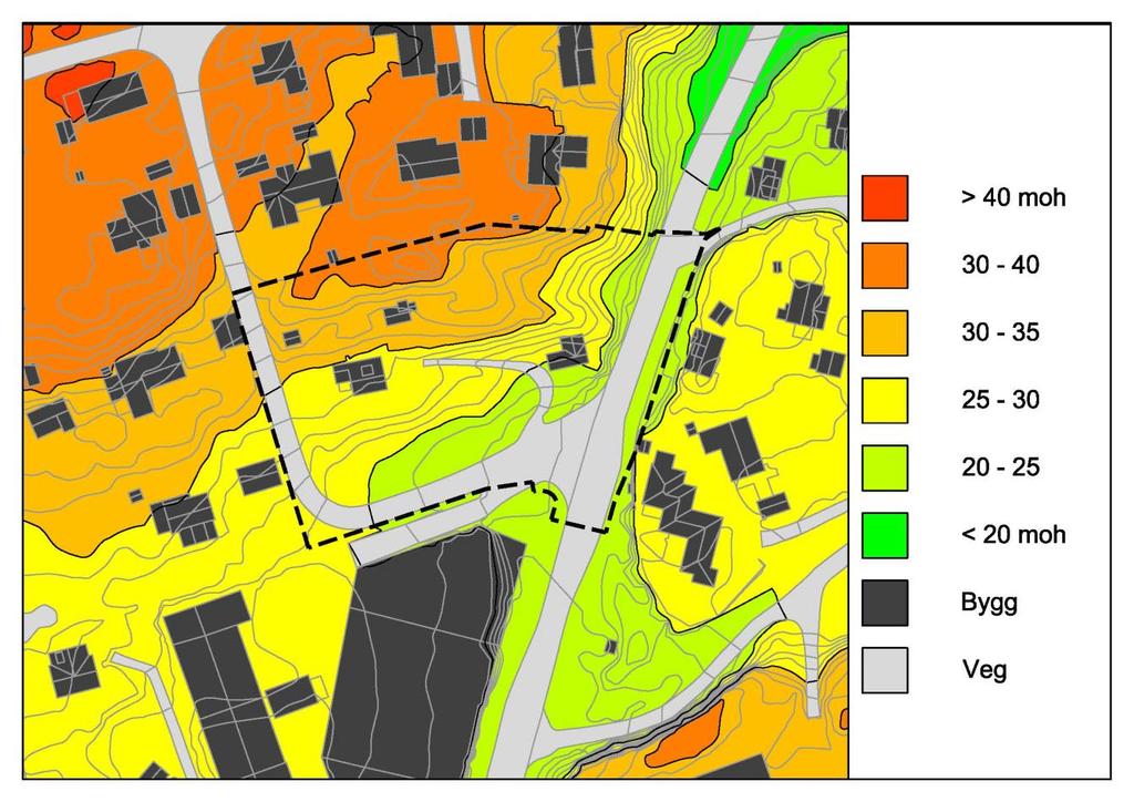 4.3. Topografi og historisk utgangspunkt (kart) Planområdet ligger i skrånende terreng