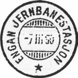 01.1954 ble Jernbanestasjon skrevet med liten j. Poståpneriet ENGAN JERNBANESTASJON ble lagt ned fra 01.05.1963. Stempel nr. 1 Type: SL Utsendt 22.09.