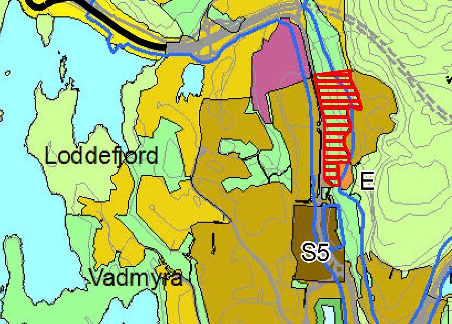 Vårt forslag Østsiden av Loddefjorddalen er det eneste området inn mot S5 som tåler arealintensiv bebyggelse uten å komme i konflikt med eksisterende bebyggelse.