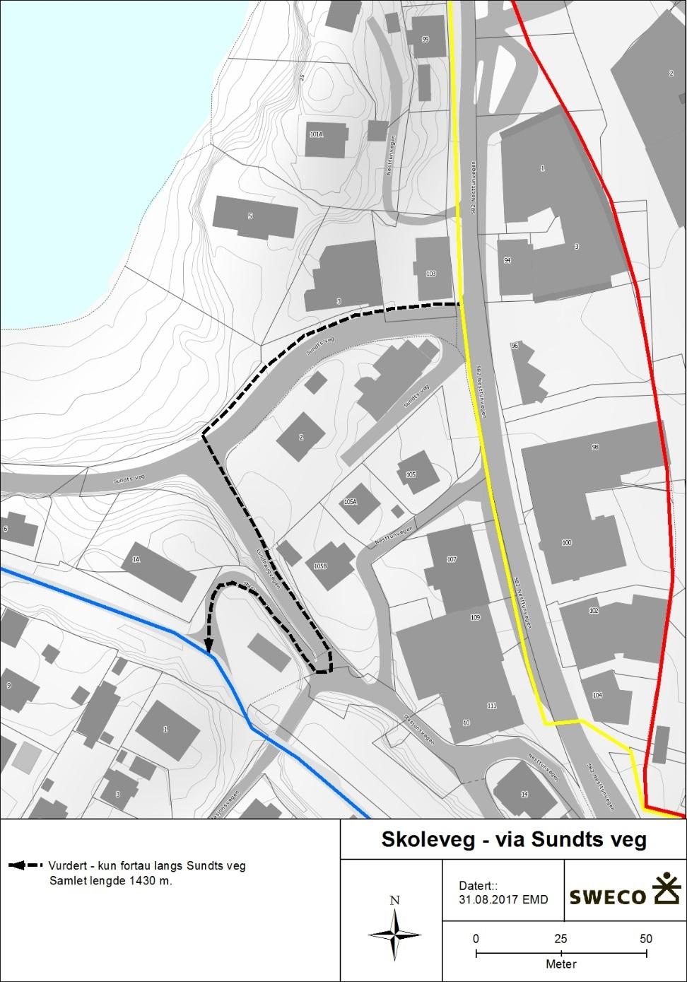 Kartet over viser en mulig framtidig tiknytning fra sentrum til Osbane-traseen.