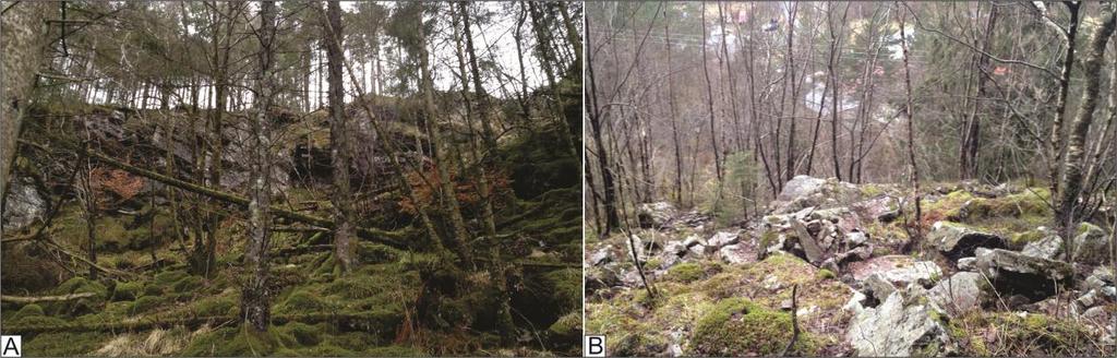 Lenger opp i skråninga er det ein ny vertikal fjellhammar beståande av granitt. Høgda på denne varierer frå 4-5 m og så vert det gradvis høgare mot vest.