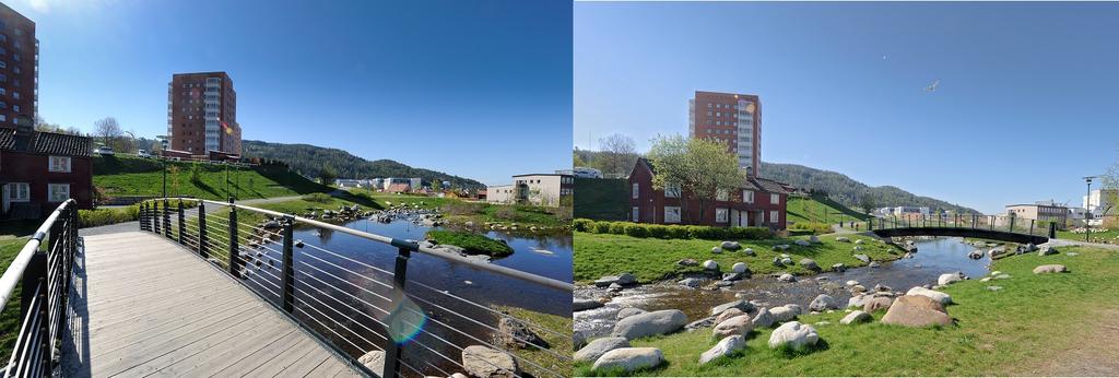 Grøntanlegg skal normalt ikke deles på grunn av gangveier eller bekker som går gjennom området. I vegkryss er det naturlig å ha et grøntanlegg for hele krysset.