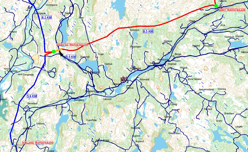LINJE Det vil bli permanente linjeforbindelser til luker m.m. For strømforsyningen til dam Botnavatnet vil det bli lagt en nedgravd 22 kv kabel i adkomstveien fram til dammen.