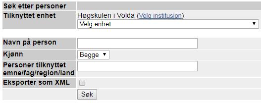 I lenkeadresse/url til din profil Trykk på menyen Forskere. Ønsker du å finne din egen Cristin person-id, gå direkte til Min forskerprofil. Skal du lete opp ID til en annen person trykk på Søk.