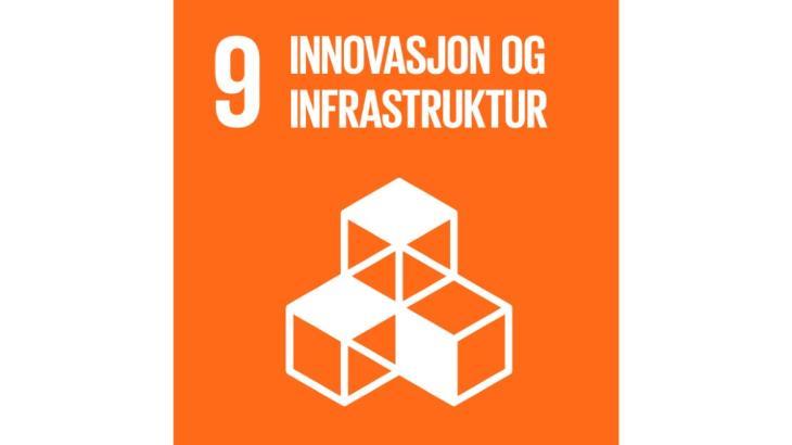 Bærekraftsmål nr 9: Innovasjon og infrastruktur FNs målformulering: Bygge robust infrastruktur, fremme inkluderende og bærekraftig industrialisering og bidra til innovasjon.