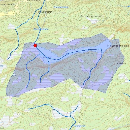 Side 3 av 11 Ålvatnet (216 moh.) i Orkdal kommune har et nedbørsfelt på 0,8 km2 og en middelvannføring på 21,5 l/s ved utløp (bilde 2).