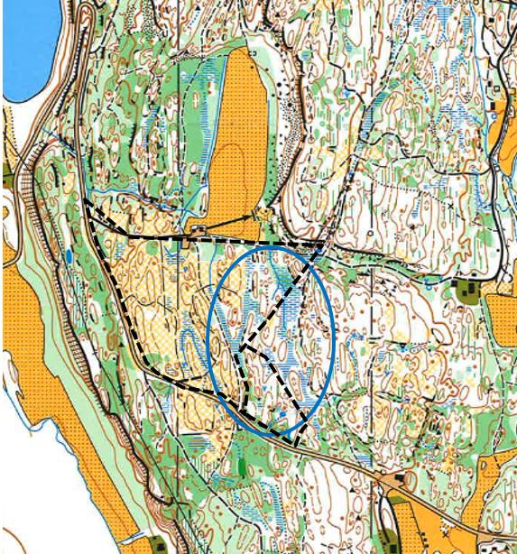 Det danner seg en tydelig markagrense mellom øst og vest. Viktige naturverdier / våtmarksområder begrenser utvikling I området vest for stien er det to våtmarksområder med A- og B-verdi.