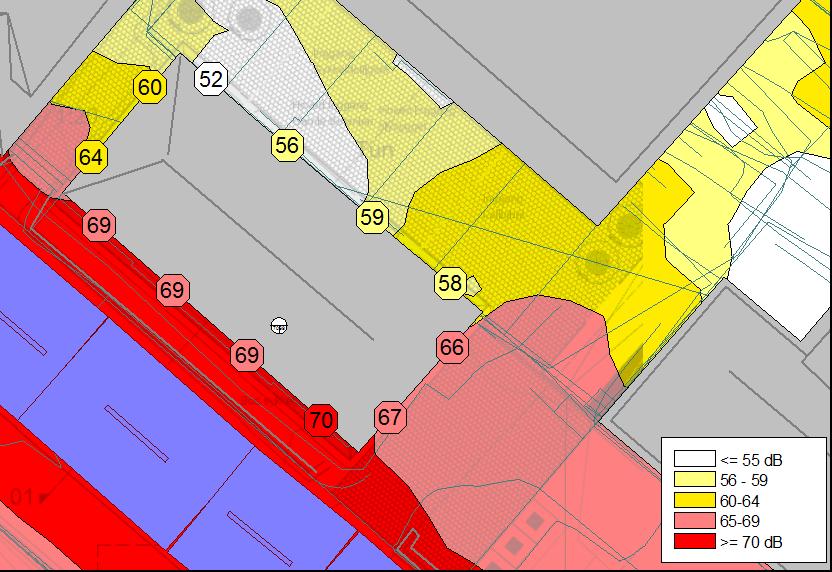 4.3 Metode Utandørs støynivå er berekna med CadnaA 4.6 etter gjeldande nordiske metode [6] for vegtrafikkstøy. Støynivå på uteareal er rekna 1,5 m over terreng/golv.