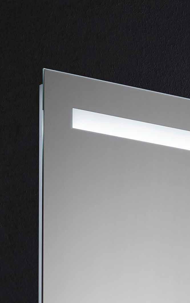 Nyhet! Leo LED-speil LED-speil med varmhvitt lys, 4000K. Speilet er vendbart, og kan derfor monteres både horisontalt og vertikalt. Sikkerhetsfolie. IP44.
