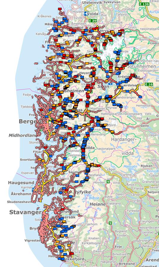 Skredsikringsbehov Eit skredutsett punkt er ein stad på strekninga kor eit tiltak er nødvendig for