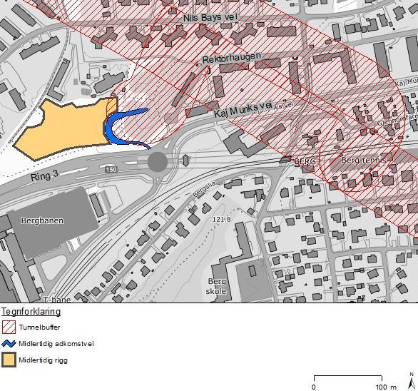 Riggområder Det planlegges tre riggområder i anleggsfasen; ved Sogn, ved Rektorhaugen på Tåsen og ved Ulven transformatorstasjon.
