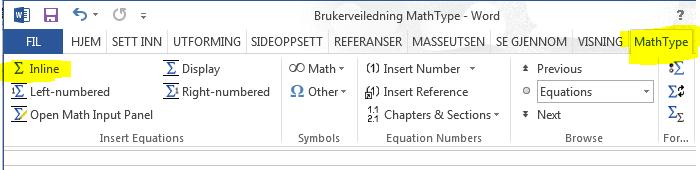 MathType er et skriveprogram for matematikk som er integrert i Word. MathType inneholder det vi trenger for å kunne skrive tekst med matematisk notasjon.