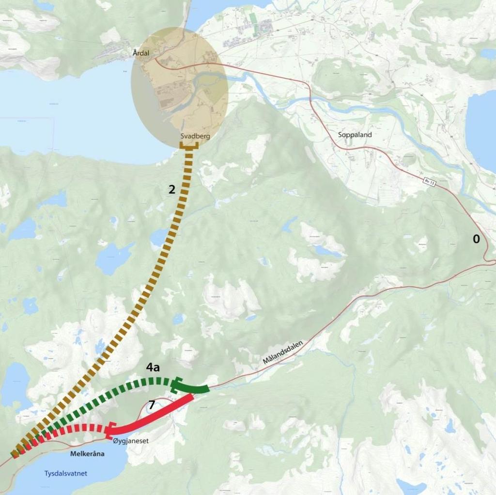 Anbefalte alternativer til videre planlegging og konsekvensutredning Alternativ 4a og 7 løser rasproblematikken Alternativ 2 løser rasproblematikken og