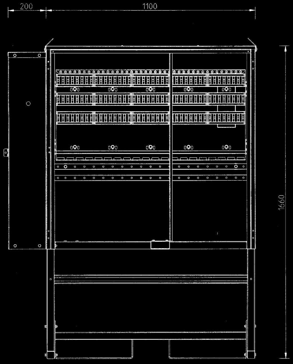 Mål: Høyde = 1660mm Bredde = 700mm Dybde = 506mm Vekt tomskap = 100kg Leveres med stativ.