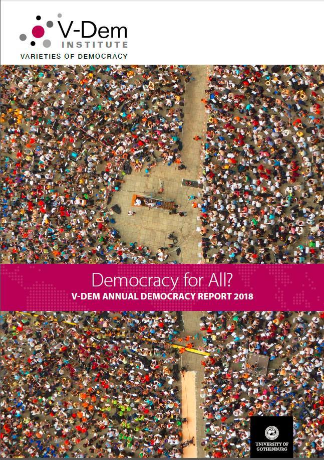 Global levels of democracy remain high, but autocratization the decline of democratic attributes affects 2.