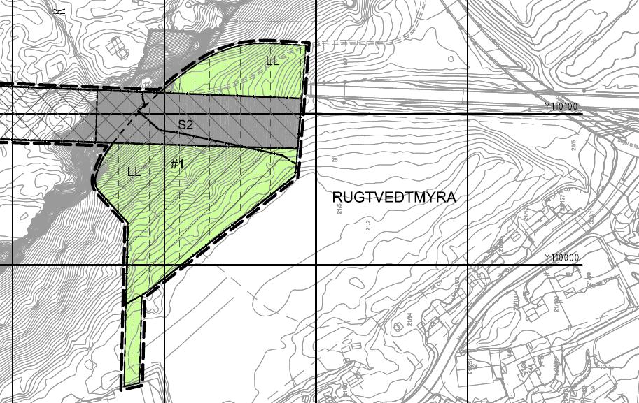 N Figur 27 Bambletunnelen - sør. Avgrensning mot tilstøtende reguleringsplan 5.11.