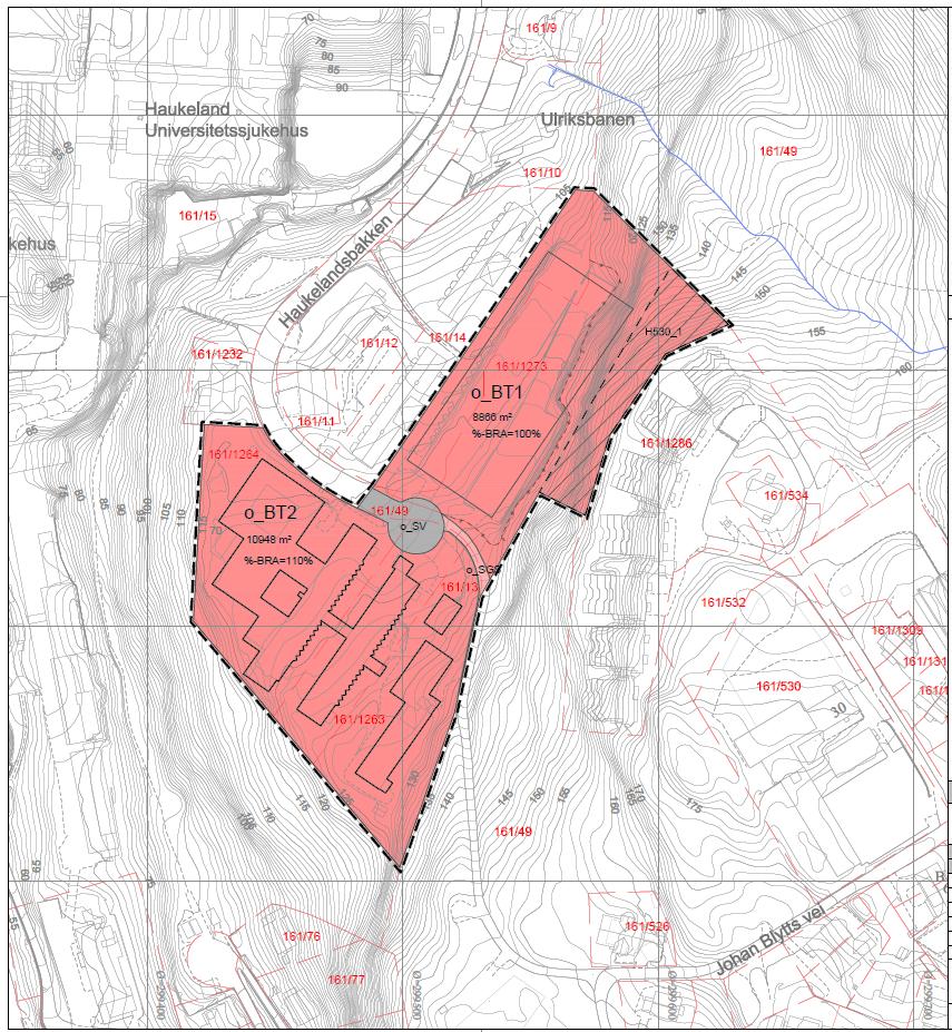 Figur 3: Foreløpig planforslag per 03.02.2017, som viser områdeavgrensningen for utført skredfarevurdering. Kart utarbeidet av Origo. 2.