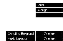 Følgende eksempel viser et vilkår som henter alle postene som inneholder Sverige i feltet Land.