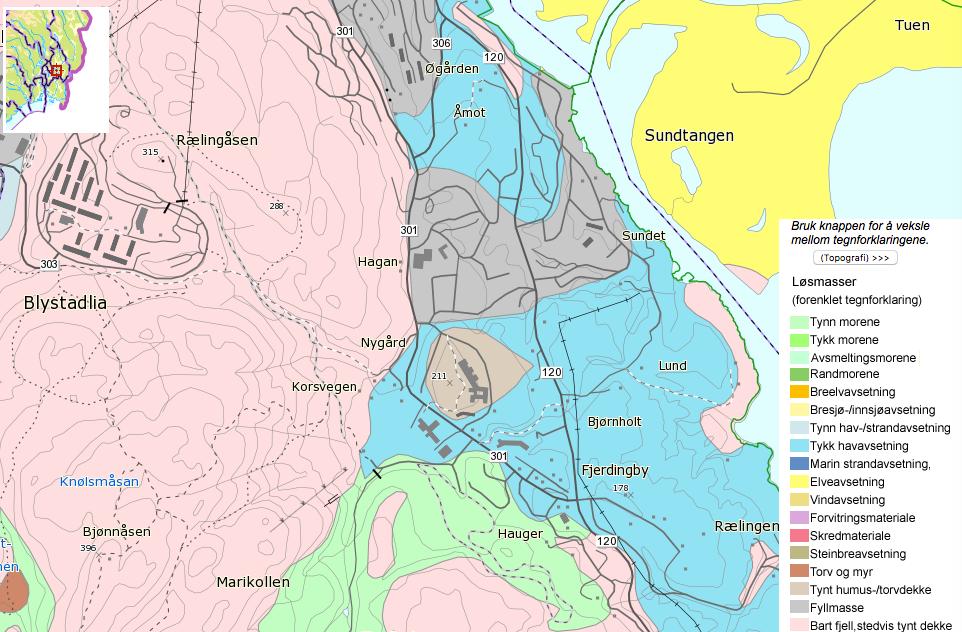 6 Berggrunnen består av Granat-biotittgneis, biotitt-muskovittgneis, stedvis amphibolitt og kalksilikatlinser, stedvis migmatittisk (Stora Le-Marstrandformasjonen) (NGU 2017a).