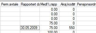 2. Velg mappen Forespørsel. 3. Angi 4-Obligatorisk tjenestepensjon i feltet Pensjonskasse. 4. Angi År og Periode. 5. Angi Ansatt som skal endres. 6. Dobbelt-klikk på feltet du vil endre. 7.