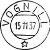 7343 VOGNILL postkontor ble nedlagt fra 01.01.1996. Stempel nr. HS1 Type: Karteringspåskrift Dörrum 10/11 84 Registrert brukt 10.11.1884 IWR Stempel nr.