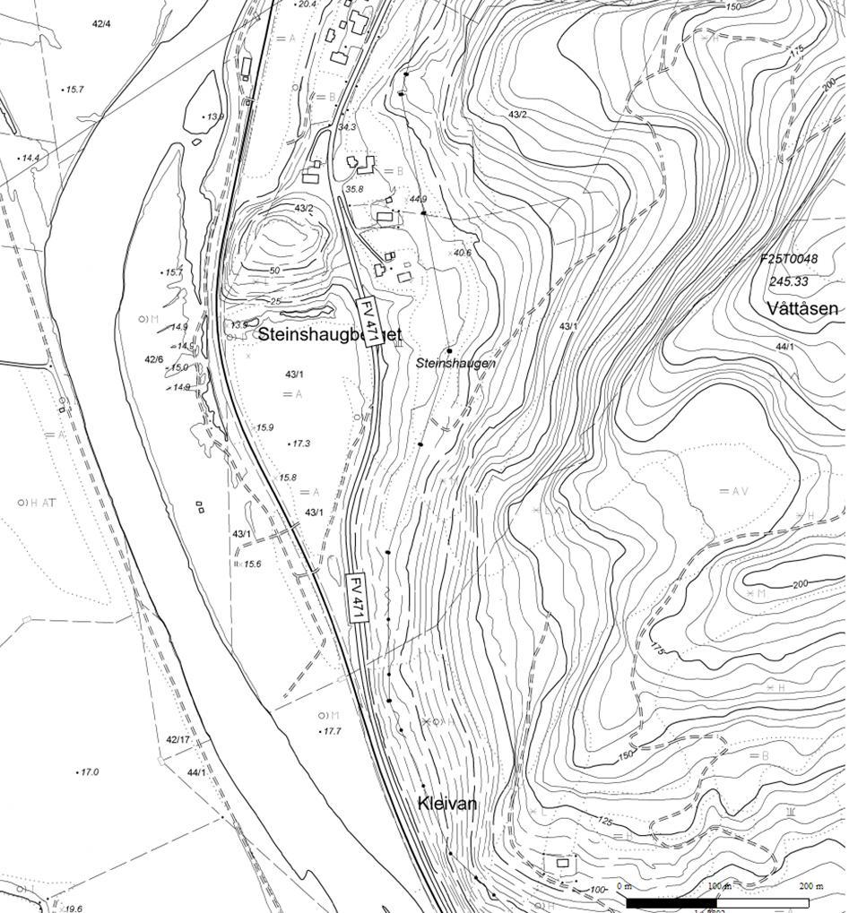 Grunnvannsundersøkelser langs Orkla 25 5.1.4 Steinshaugen Det er gått ti profil tilsvarende ca. 1,7 km ved Steinshaugen (P1-P10).