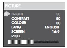 Menyinnstilling for Monitor TFT Bildeside 1 uke -20 C ~ +65 C 65±20 % 2.