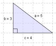 , vi har navnet på setningen. Tegn en trekant som er rettvinklet og hvor de korteste sidene er 3 og 4 enheter lange.