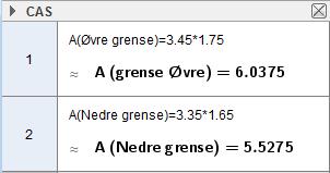 Tilnærmingsverdier Eksempel Regn ut arealet til et rektangel med grunnlinje 3,4 m og høyde 1,7 m. Løsning Vi bruker arealformelen og får 2 A 3,4 m1,7 m 5,78 m.