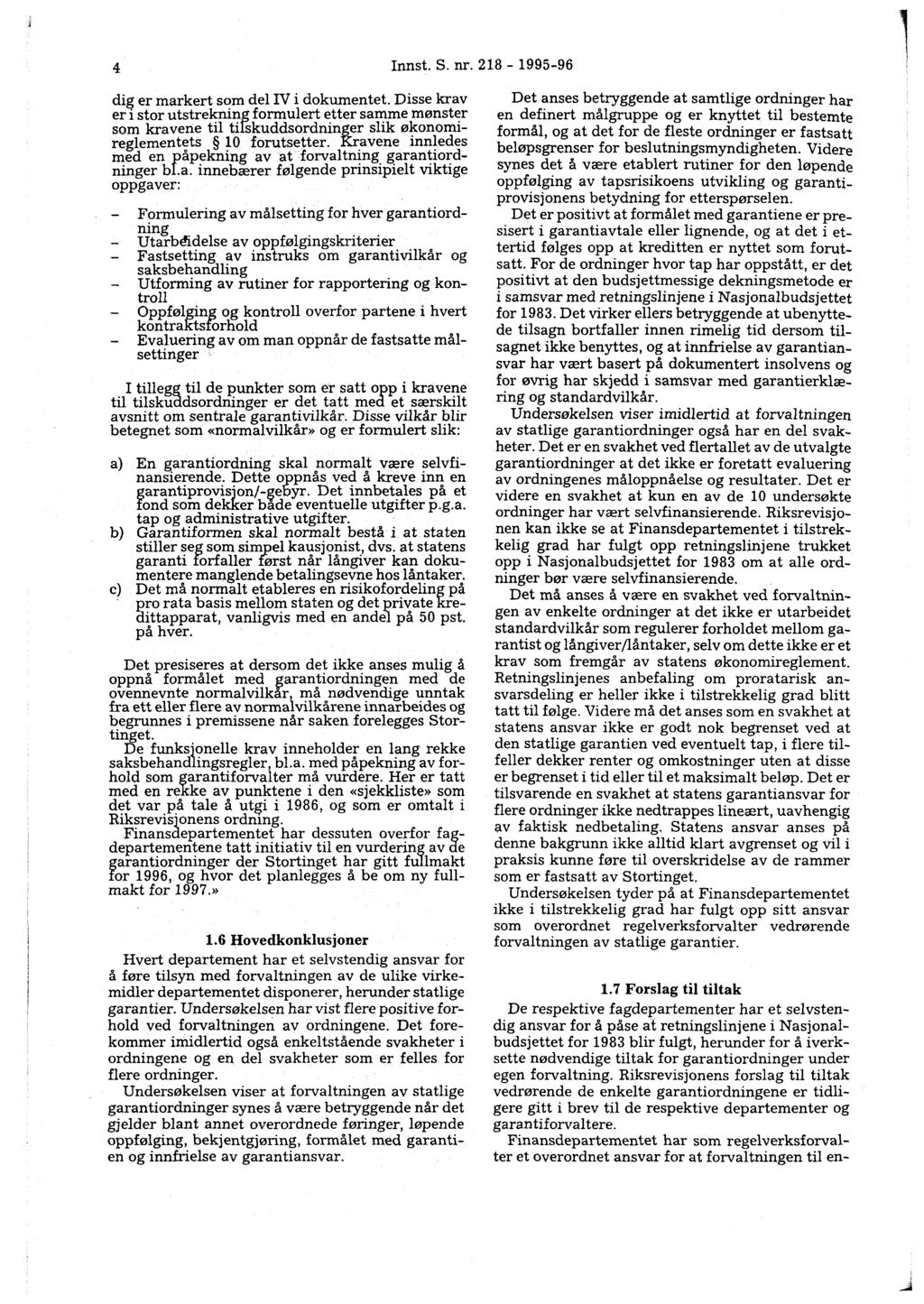 - 4 Innst. S. nr. 218-1995-96 di er markert som del IV i dokumentet.