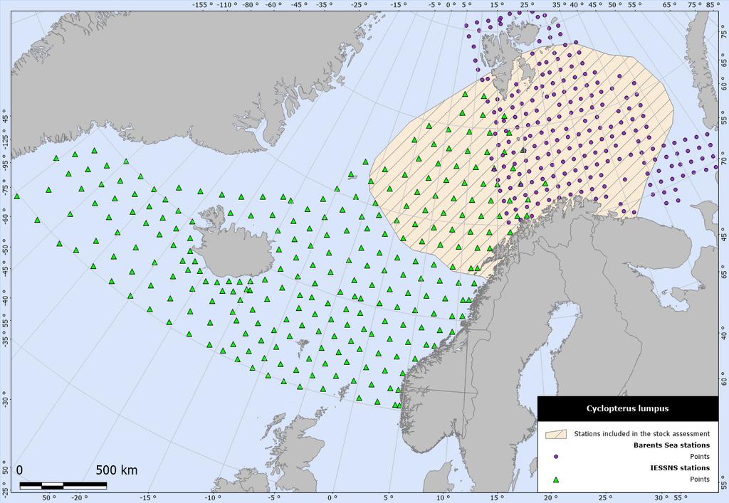 2 184 stasjonene i Barentshavet (skyggefulle områder i figur 1).