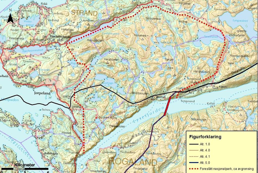 naturreservat kun vel 800 meter fra traséalternativ 5.1. Figur 5.21 viser beliggenheten av aktuelle verneområder i forhold til ledningstraseene. Figur 5.21. Beliggenhet av verneområder langs traseene.