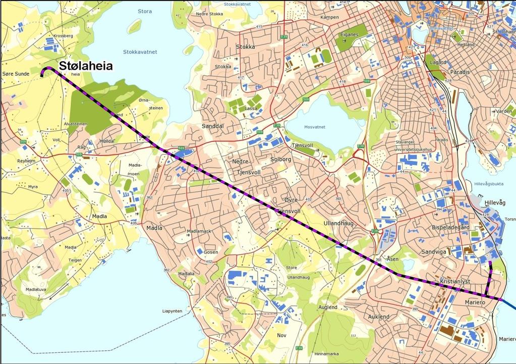 Figur 4.24. Trase for tunnel mellom Mariero og Stølaheia 4.6.
