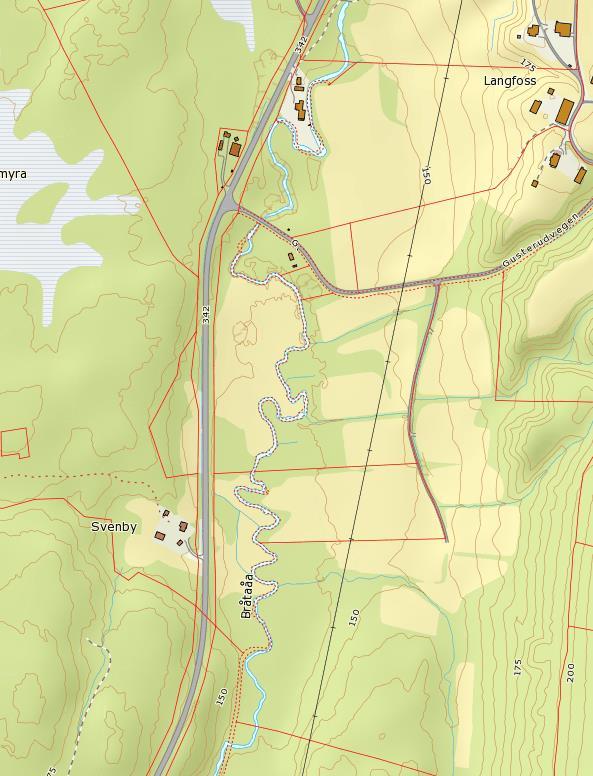 Stasjon Langfoss Vedlegg 3. Sydligste del av midtre undersøkt strekning.