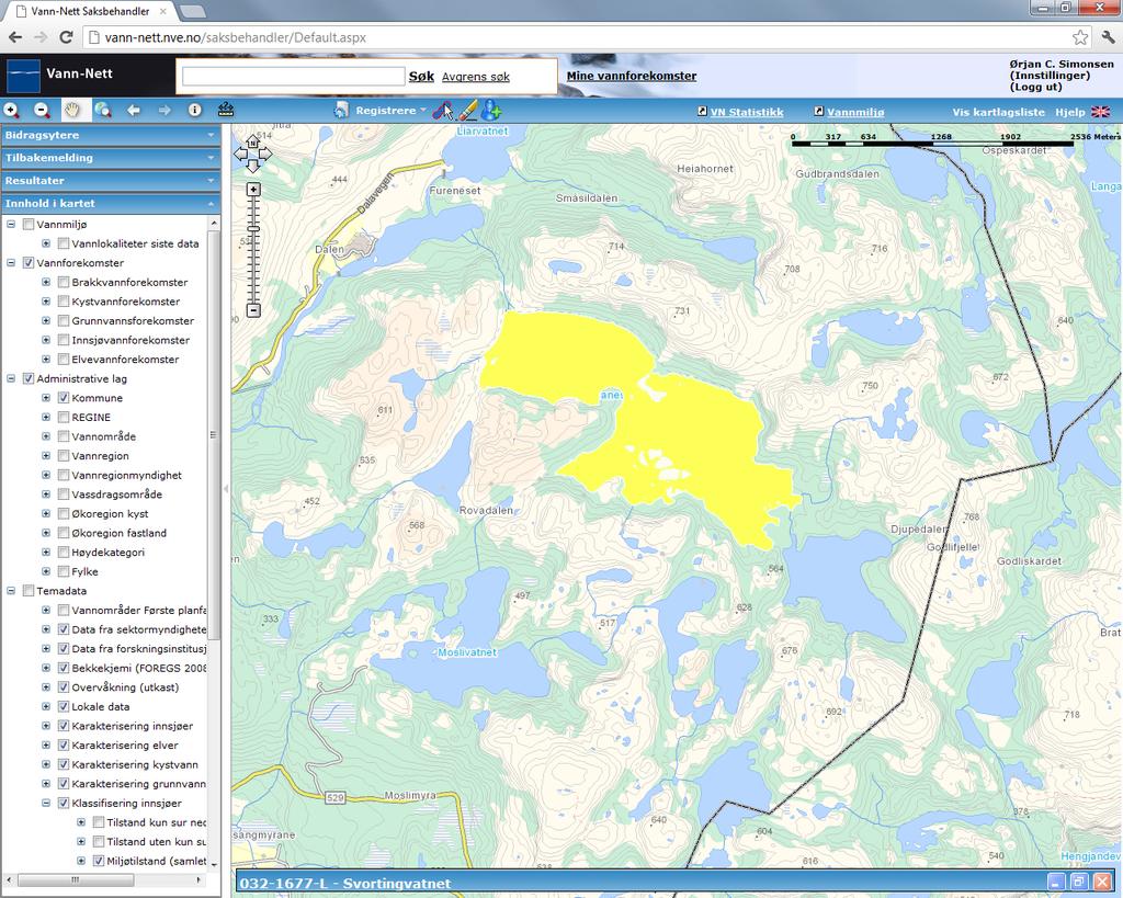 Svortingvatnet (032-1677-L) Middels, svært kalkfattig, klar, dyp (innsjø) Moderat (påvirkningsanalyse, ph: svært god; tot alkalitet: moderat) ksmvf