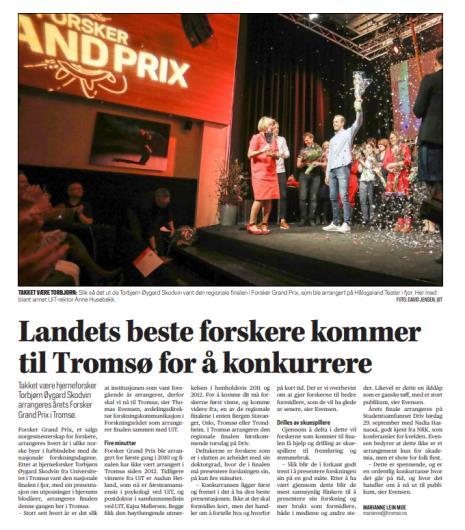 okt. Aftenposten 3. sept. 8 6 4 Forhåndsomtale av Forsker Grand Prix.