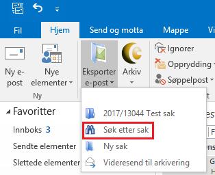 Søk etter sak 1. Kikk på knappen eksporter i menybåndet, søk etter sak 2. Angi hva du vil søke etter. Du har følgende valg: 3.