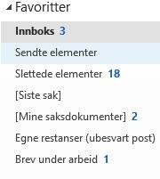 I tillegg til søkemappene som er definert i ephorte vil ephorte outlook også opprette 3 søkemapper automatisk.